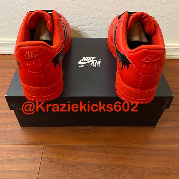 Mens custom nike air force 1 drippy red - Picture 4 of 5